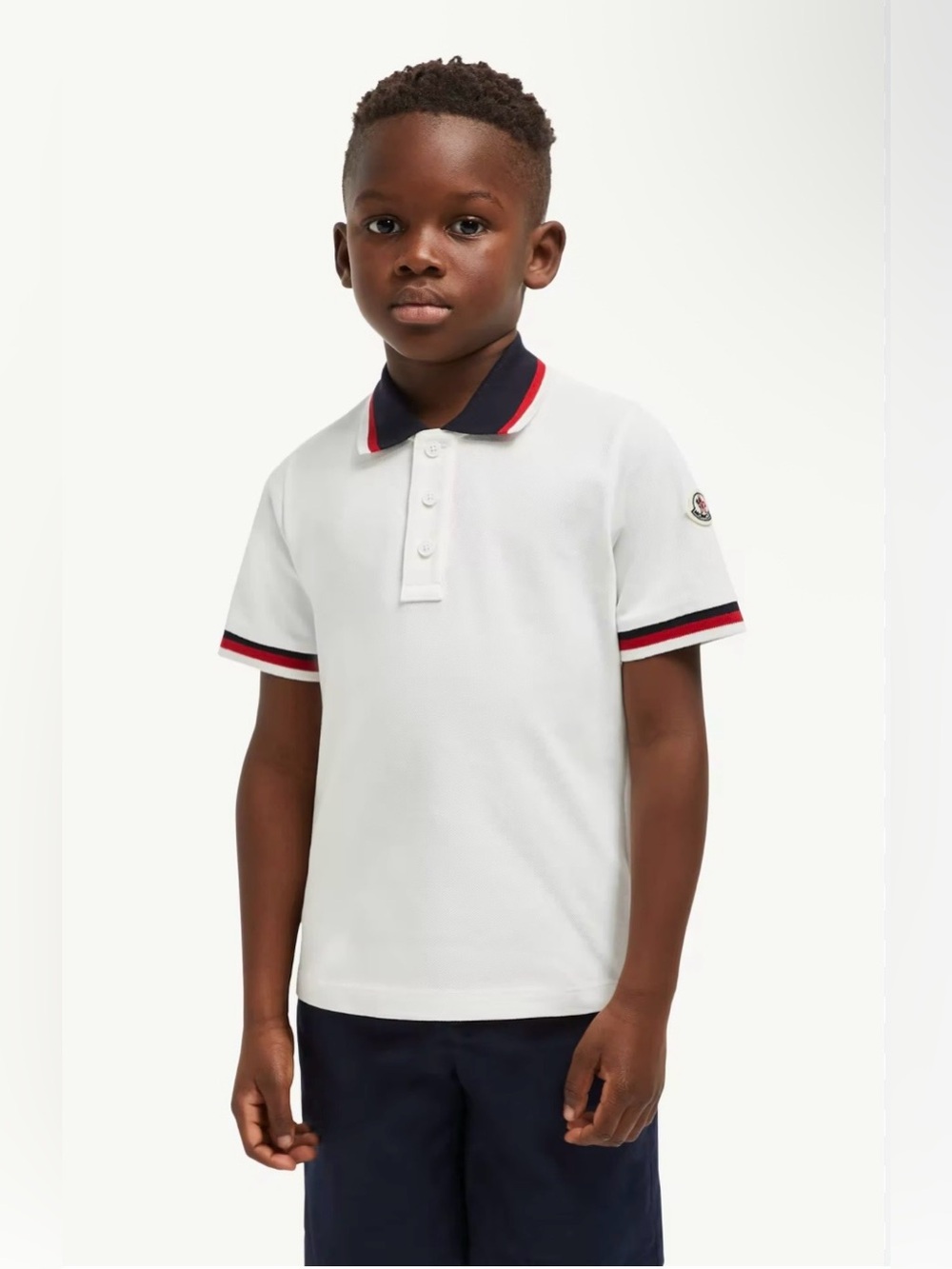 Moncler Kids White Polo Shirt Size 8 Authentic